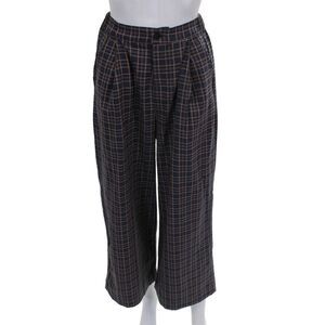 Molo Unisex Kids Blue Checked Polyester Button Pants Size S